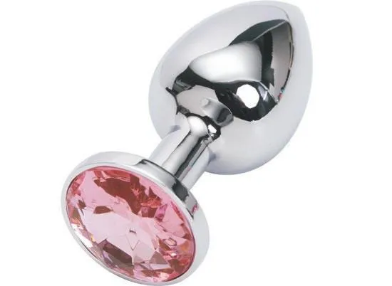 2309HS-SIS      Sissy Boy Chromed Steel Crystal Anal Plug. Small Plug. Fuchsia Crystal