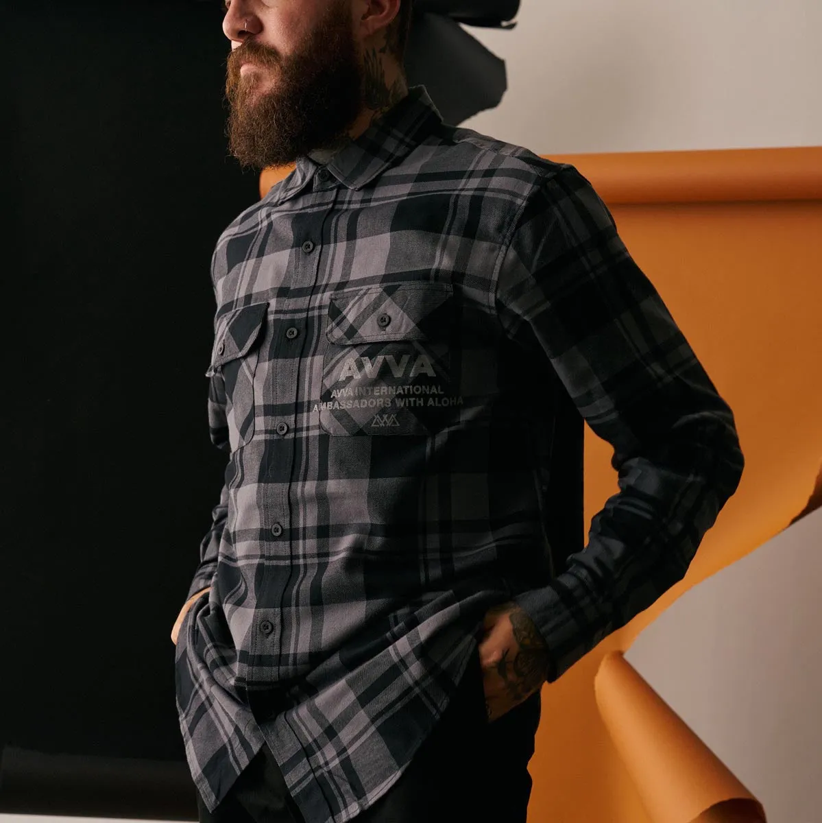 AVVA Blinding Sun Flannel Shirt - Grey/Black Open Plaid