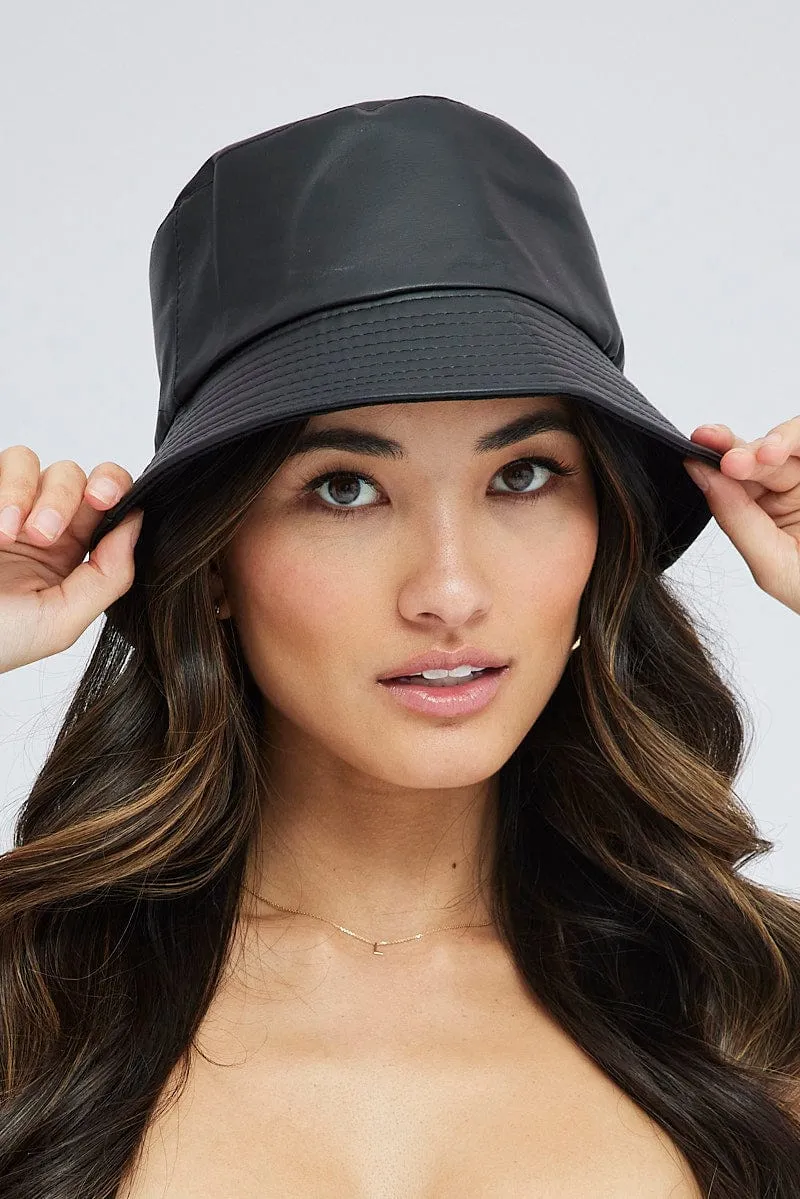 Black PU Hat