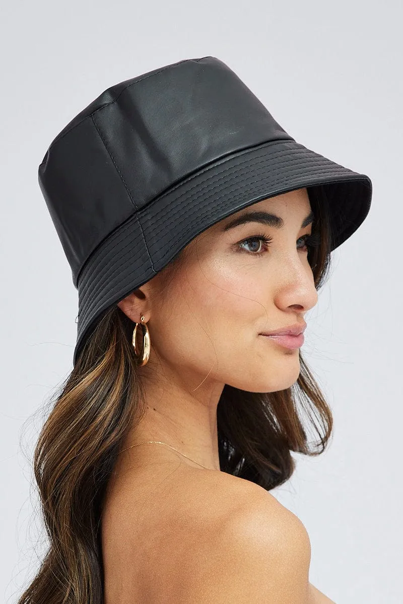 Black PU Hat