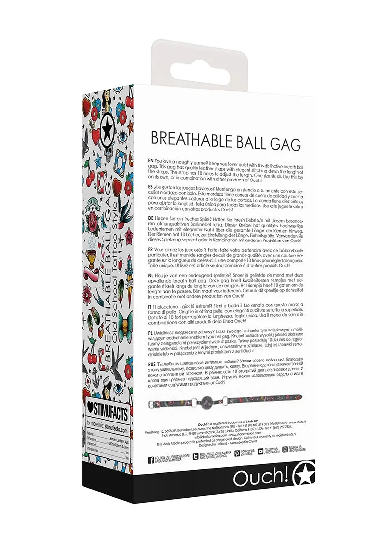Breatheable Ball Gag - Old School Tattoo Style - Black