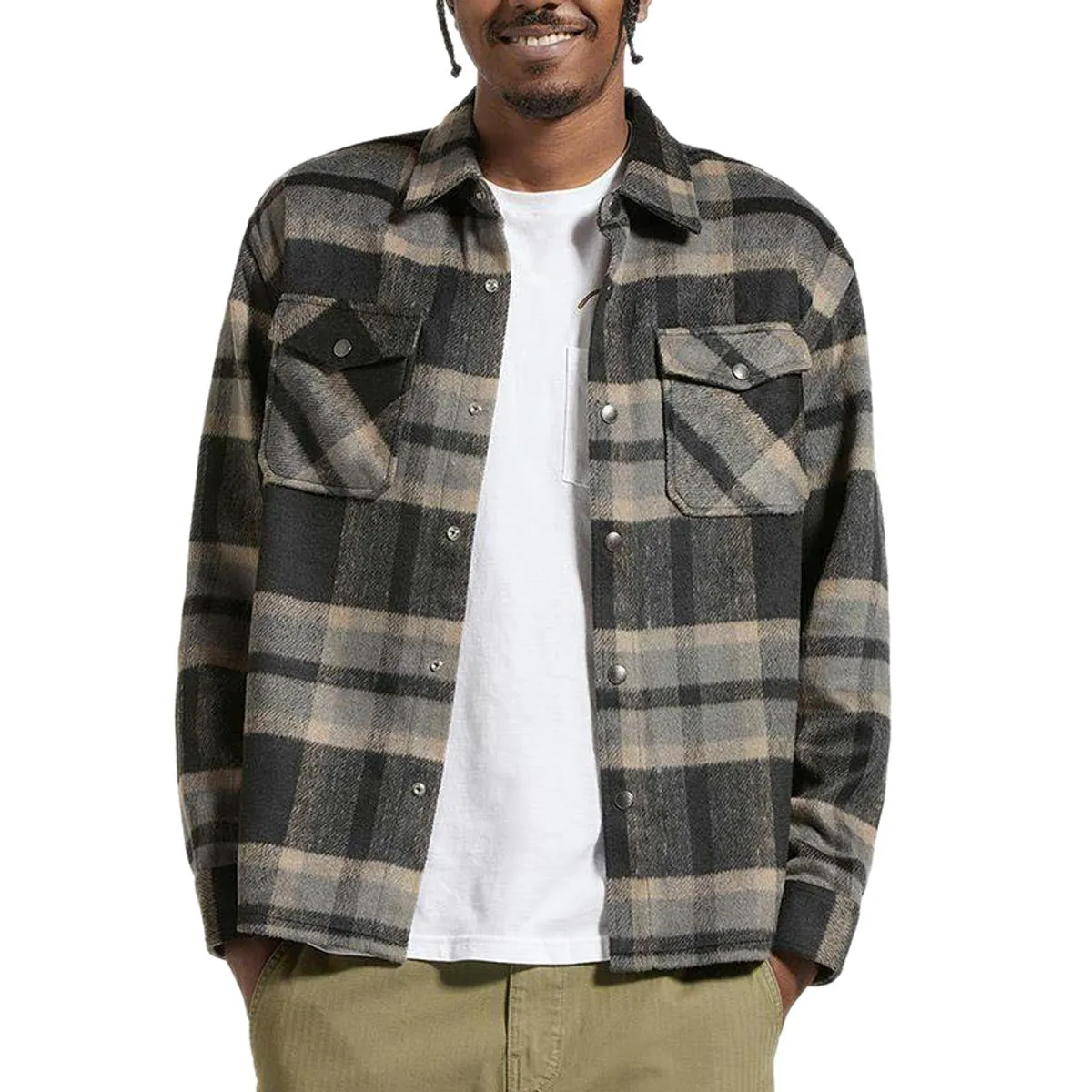 Brixton Selden Soft Brushed Flannel Shirt - Black/Charcoal