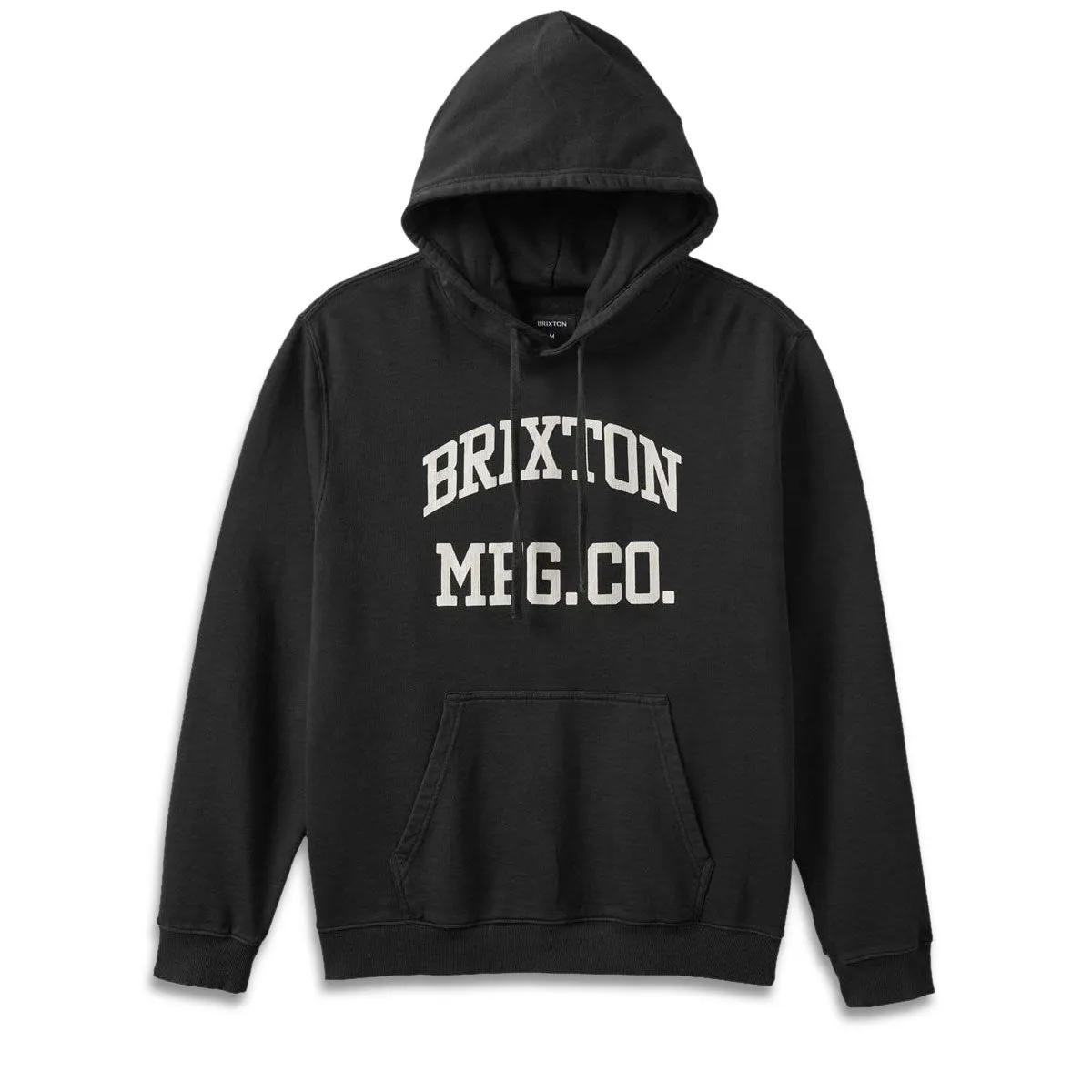 Brixton Varsity Broken In Hoodie - Black Worn Wash