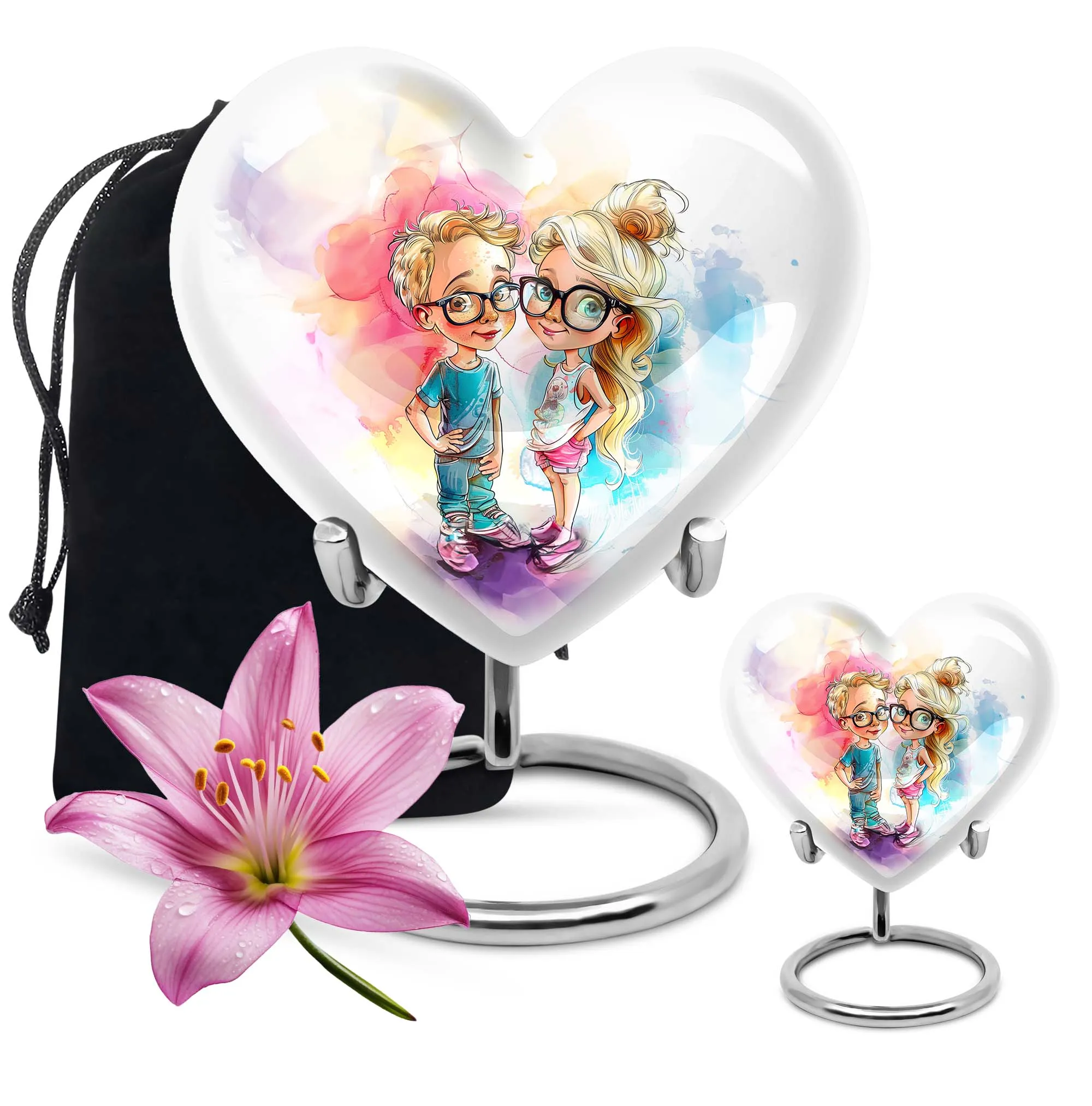 Brother and Sister Cremation Urn showcasing Heart Design