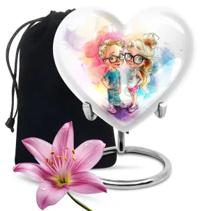 Brother and Sister Cremation Urn showcasing Heart Design