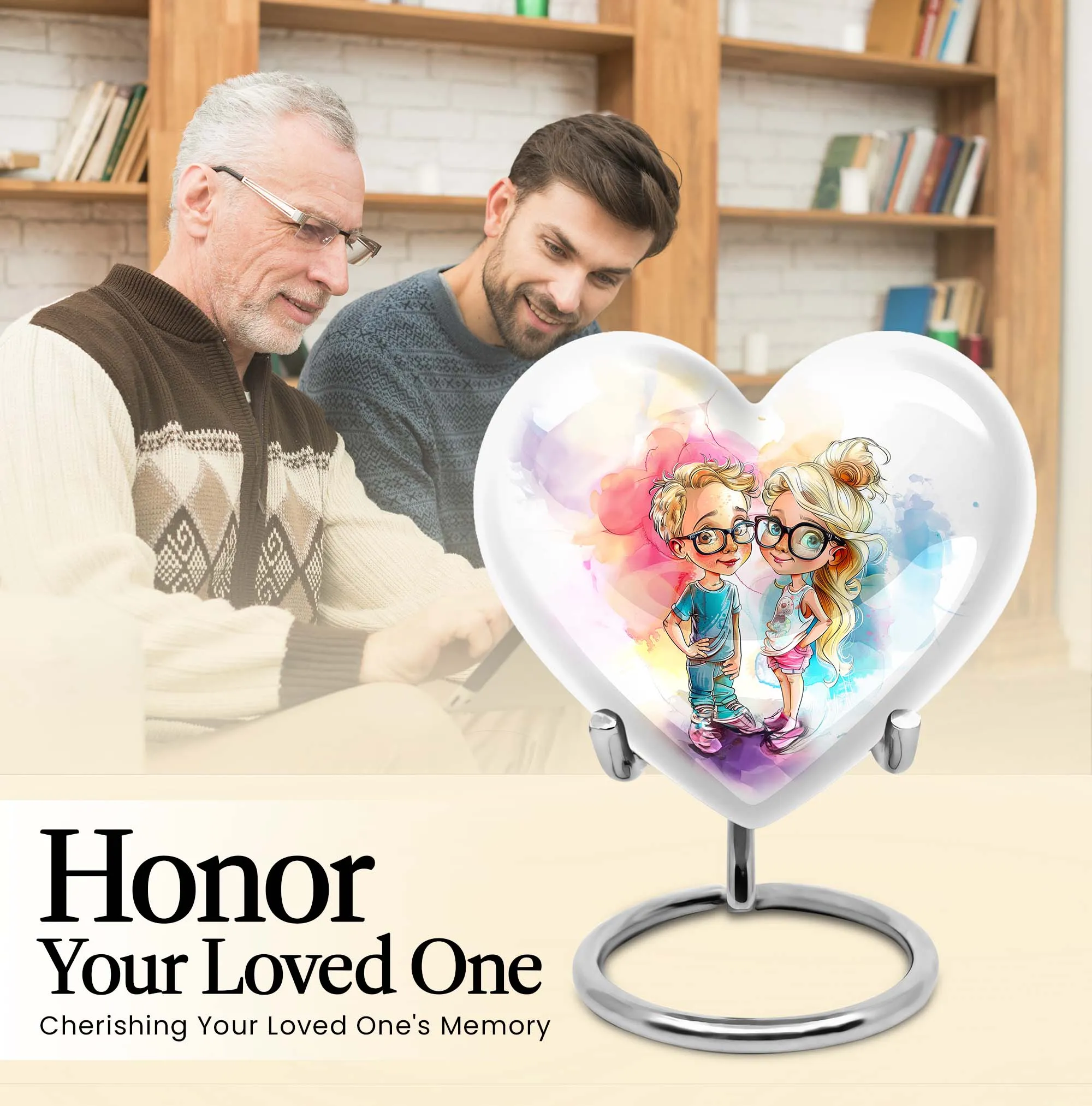 Brother and Sister Cremation Urn showcasing Heart Design