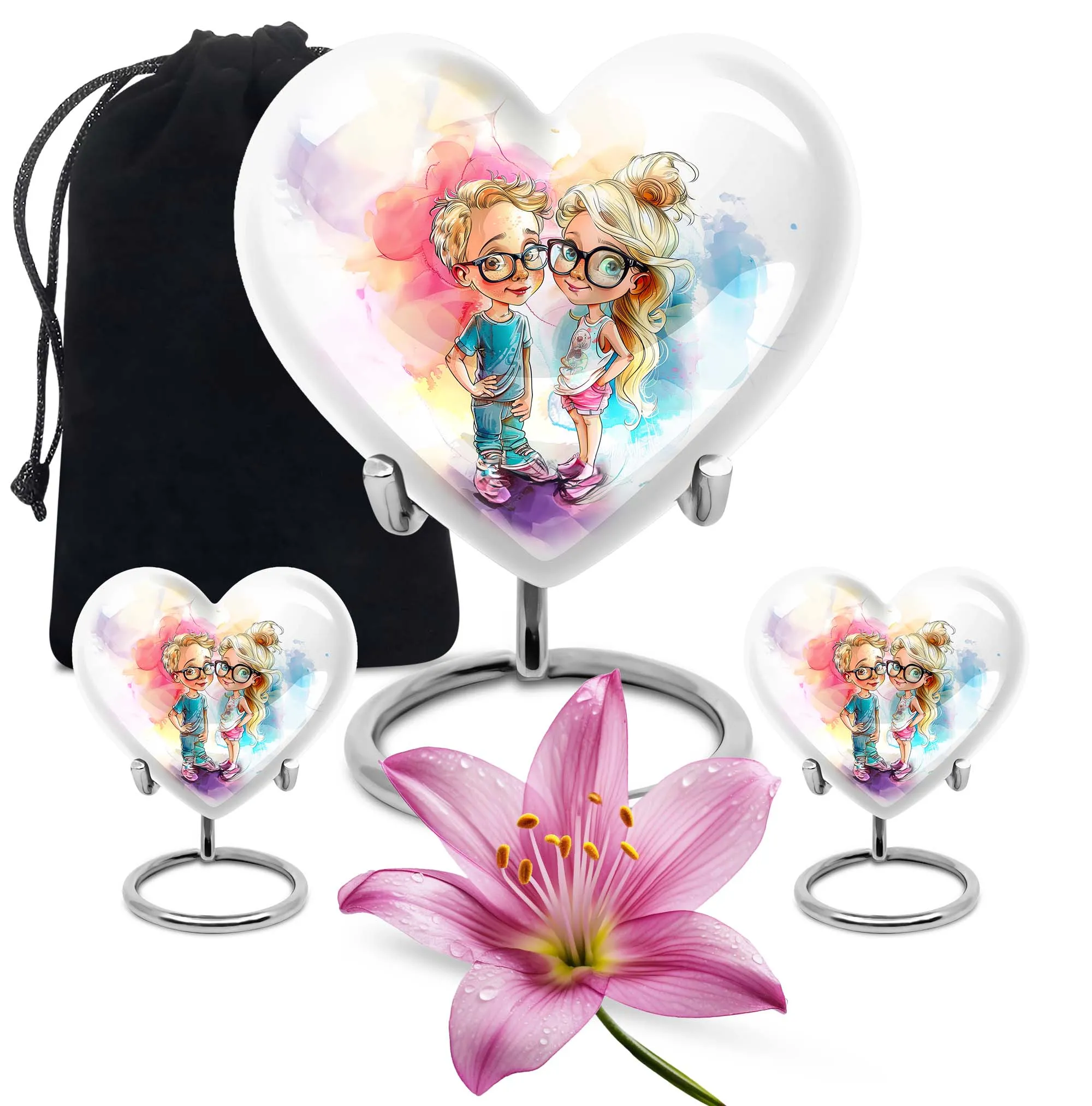 Brother and Sister Cremation Urn showcasing Heart Design
