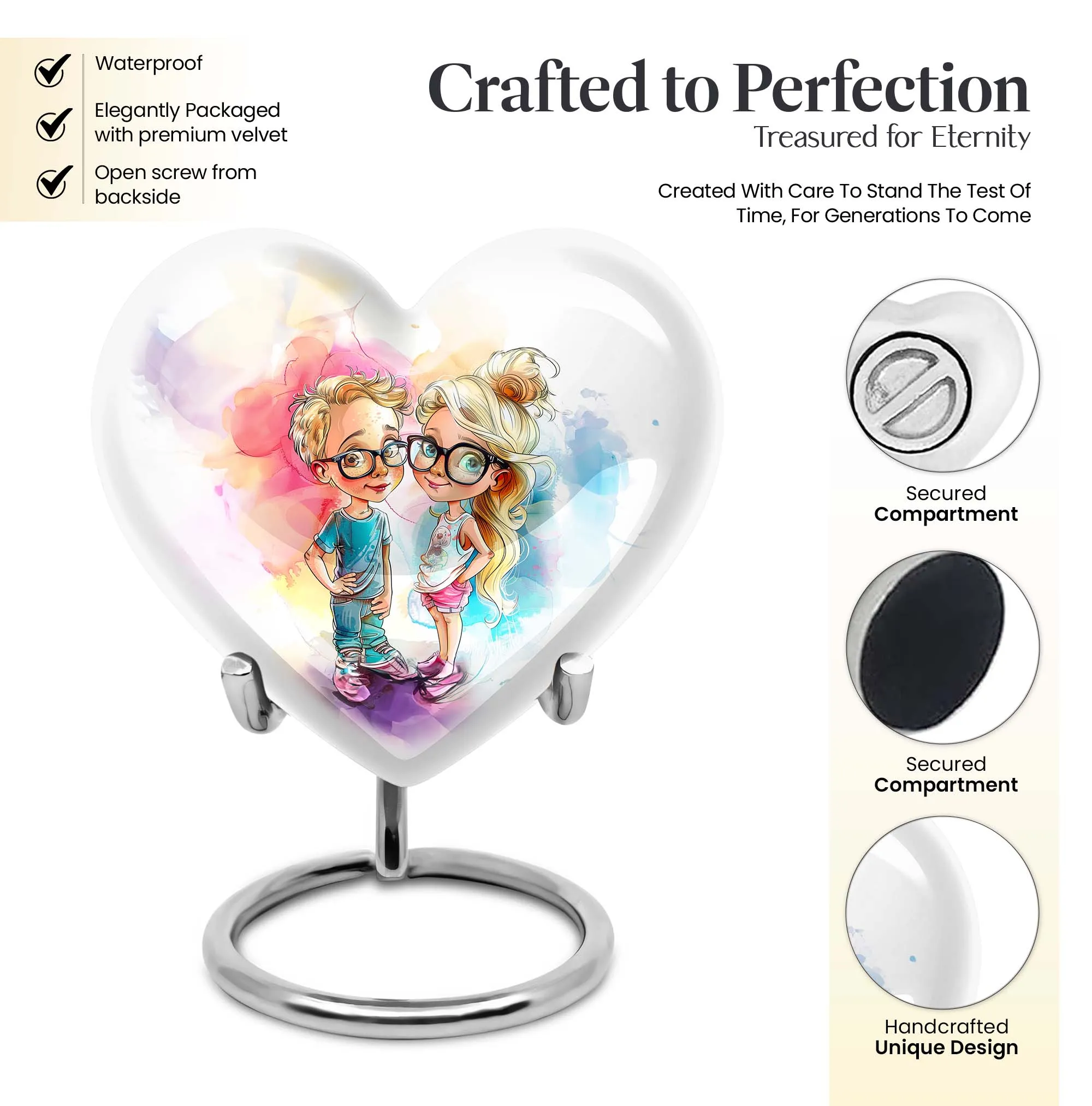 Brother and Sister Cremation Urn showcasing Heart Design