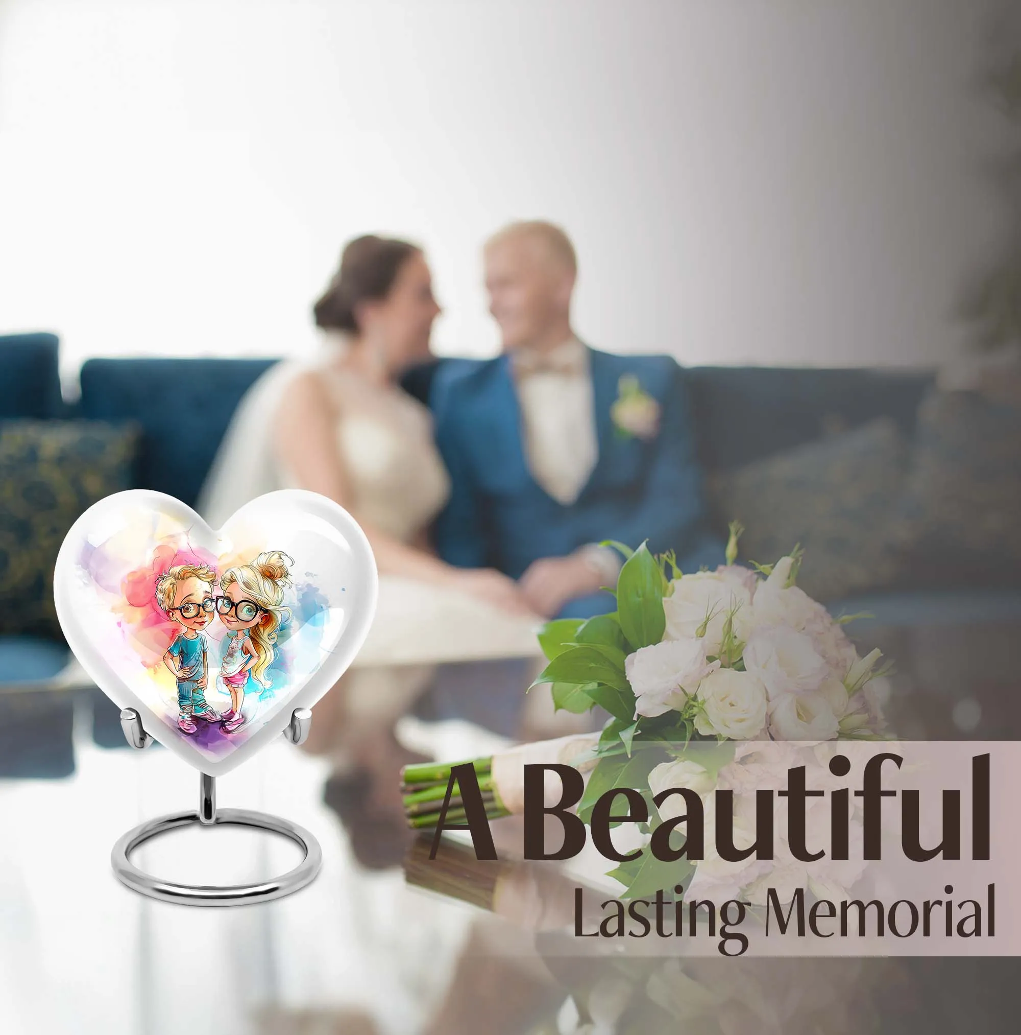 Brother and Sister Cremation Urn showcasing Heart Design