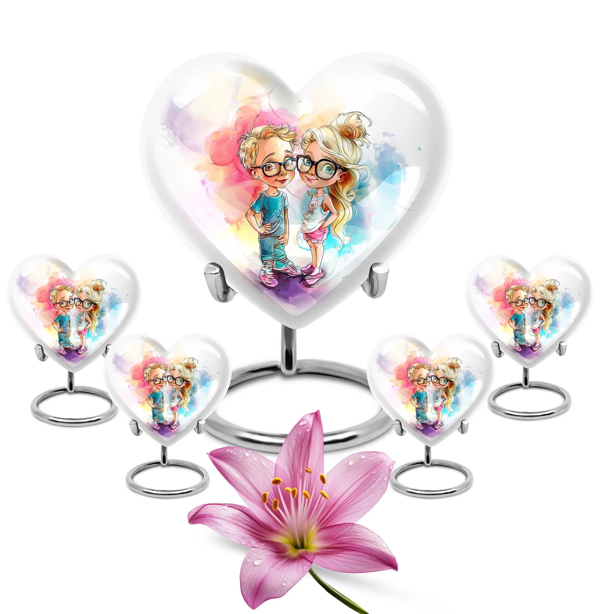 Brother and Sister Cremation Urn showcasing Heart Design