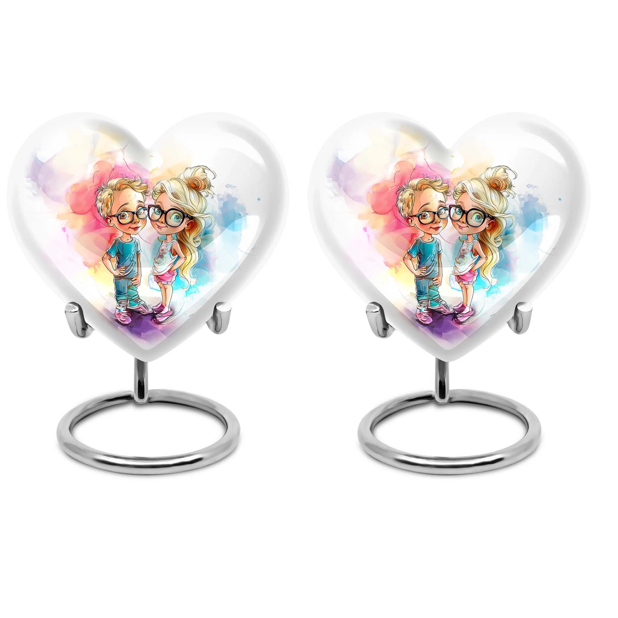 Brother and Sister Cremation Urn showcasing Heart Design