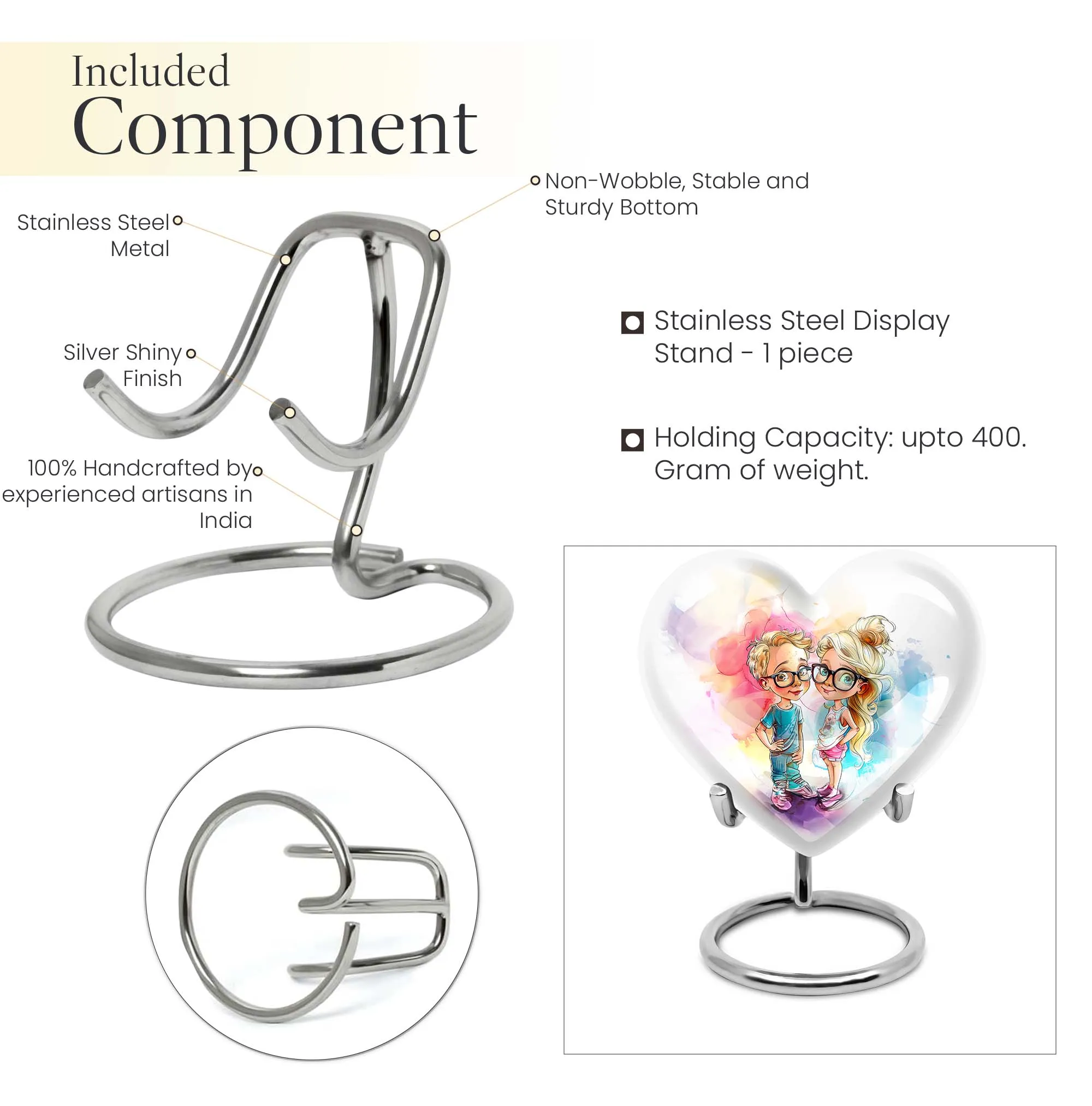Brother and Sister Cremation Urn showcasing Heart Design