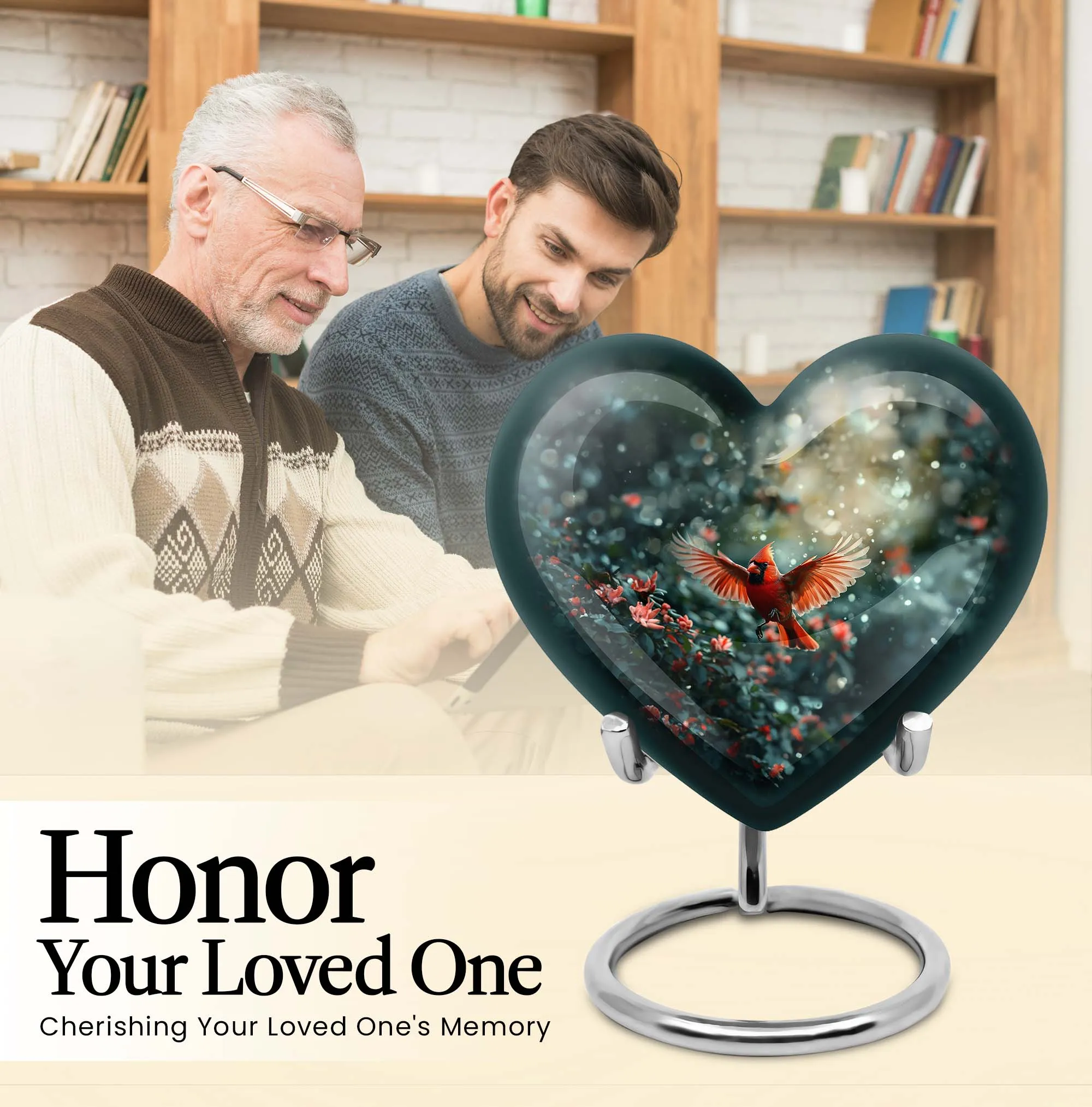 Cardinal Bird Tribute, Majestic Memorial Urn for Adult Male