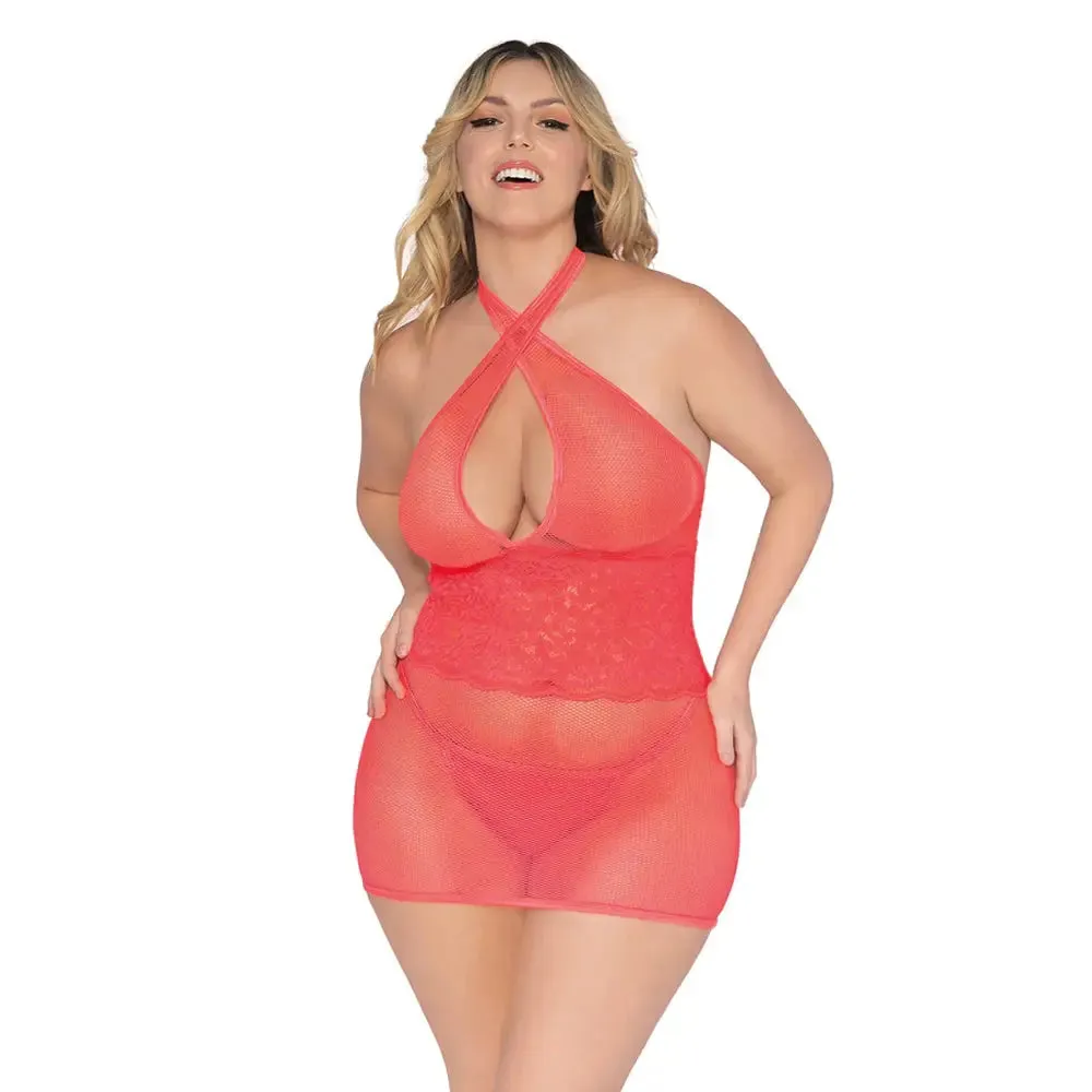 Dreamgirl Chemise & G-String Coral Queen Size
