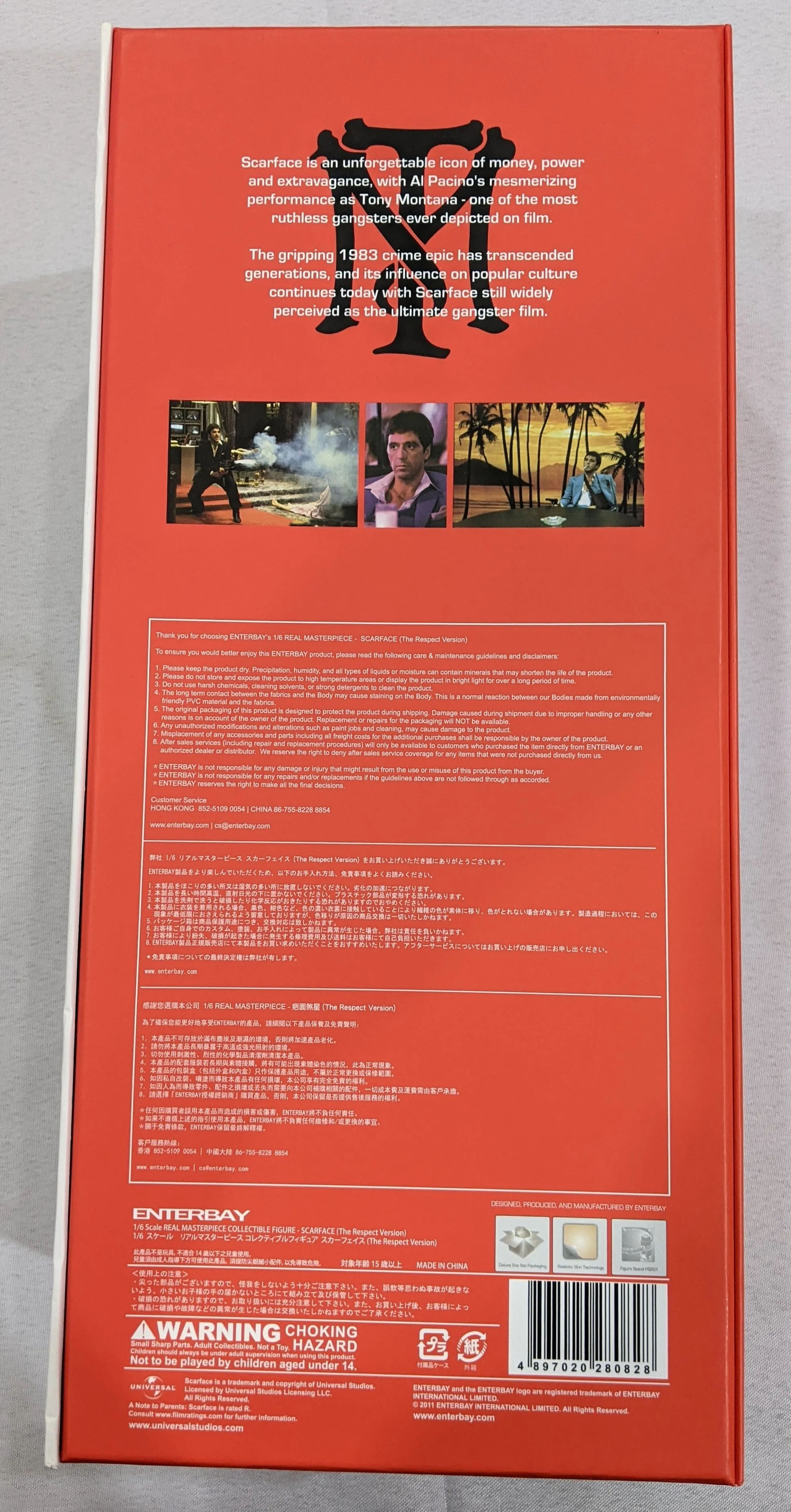 Enterbay Real Masterpiece 1/6 Scarface Tony Montana (The Respect Ver.) Sixth Scale Action Figure *Open Box*