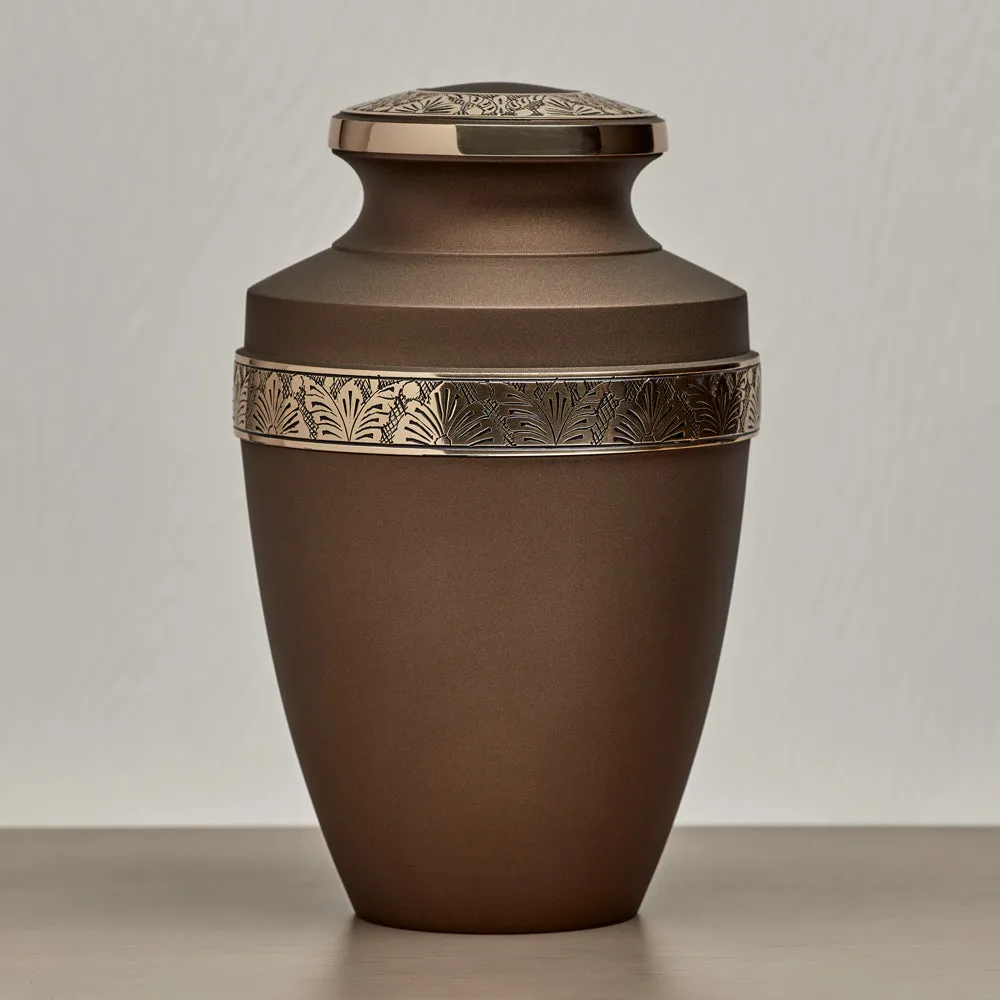 Floral Grecian Cremation Urn In Bronze
