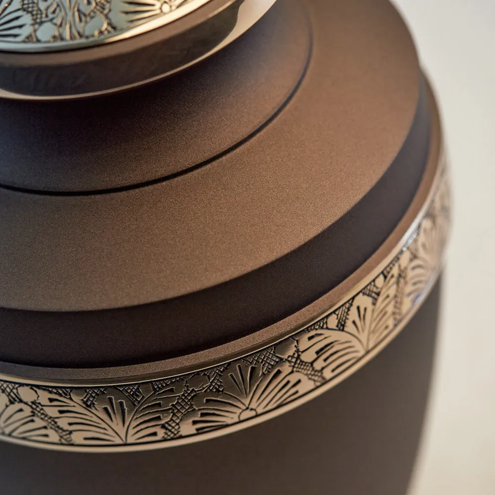 Floral Grecian Cremation Urn In Bronze