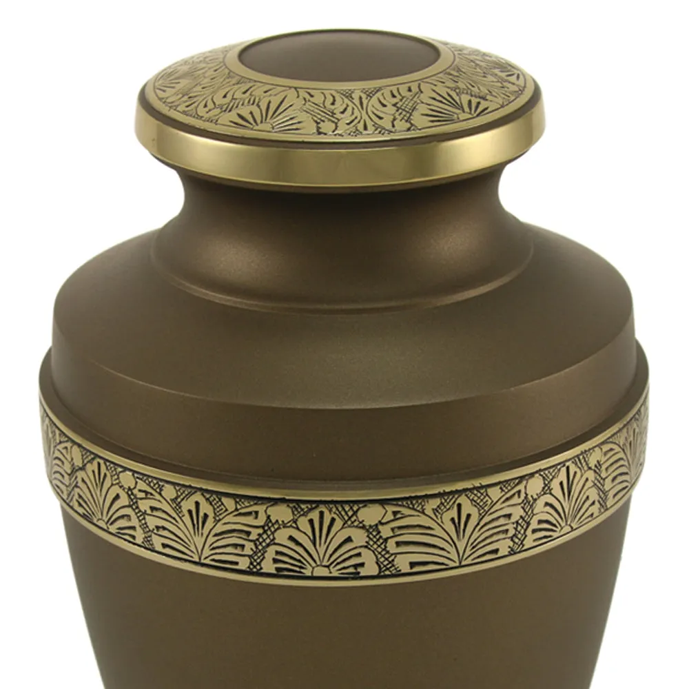Floral Grecian Cremation Urn In Bronze