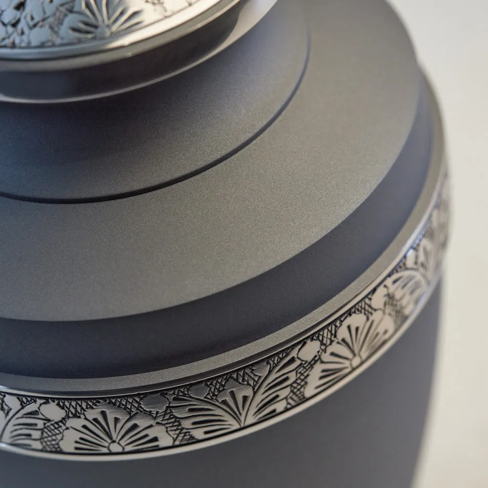 Floral Grecian Cremation Urn in Pewter