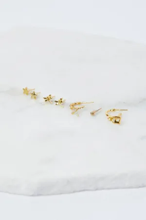 Gold 9 Pack Stud Earrings Multi Pack