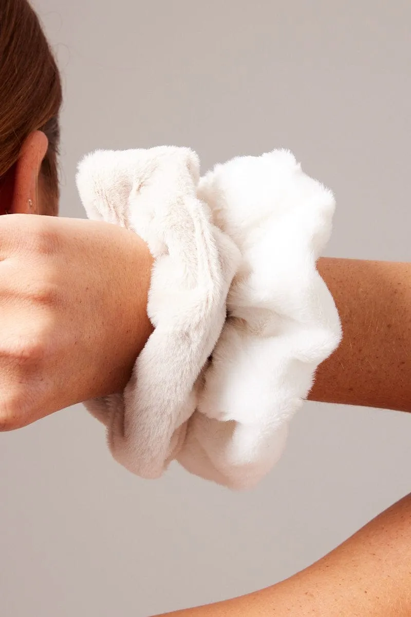 Multi 3 Pack Faux Fur Scrunchies