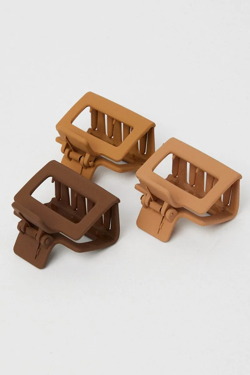 Multi 3 Pack Squared Claw Clips