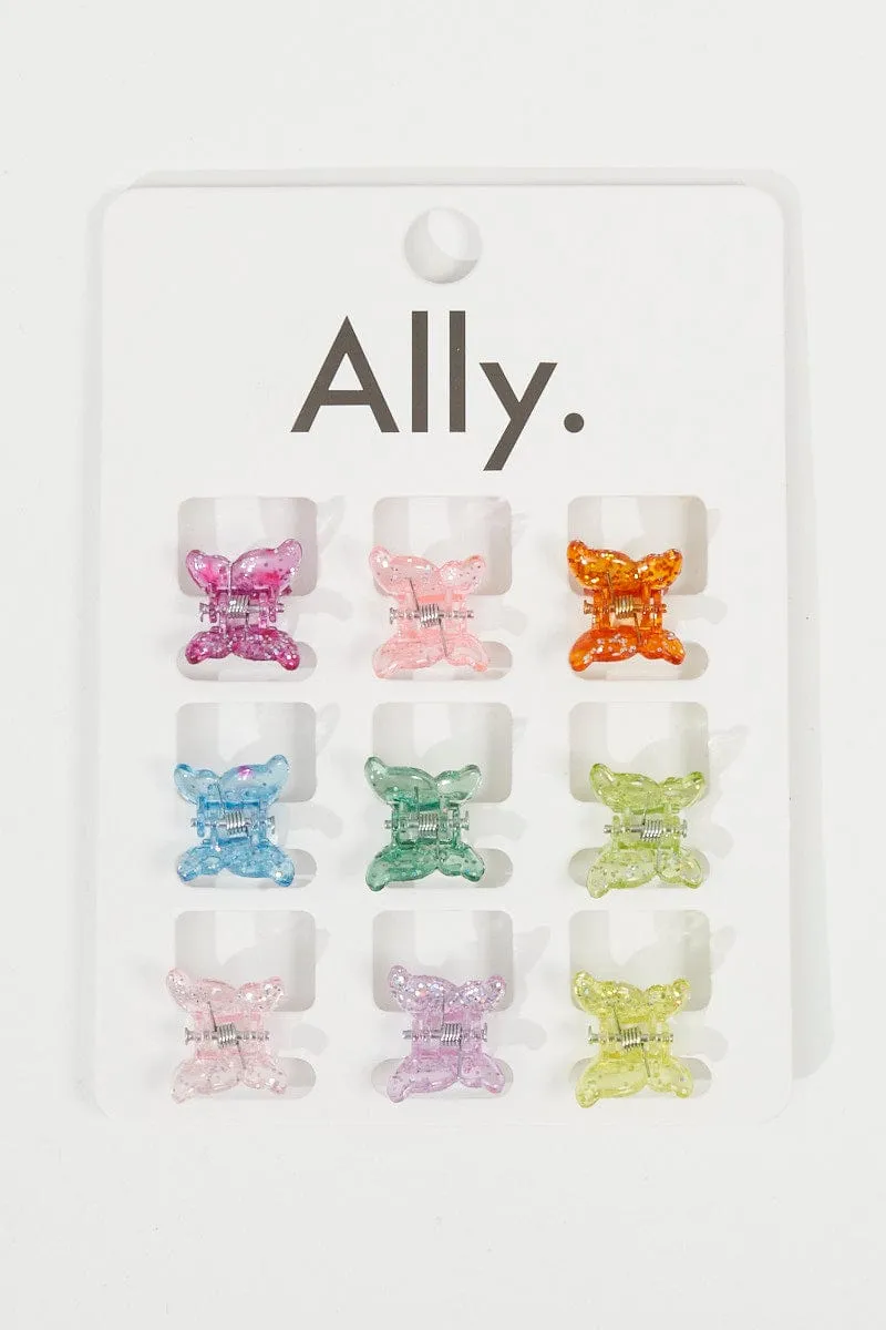 Multi 9 Pack Butterfly Claw Clips