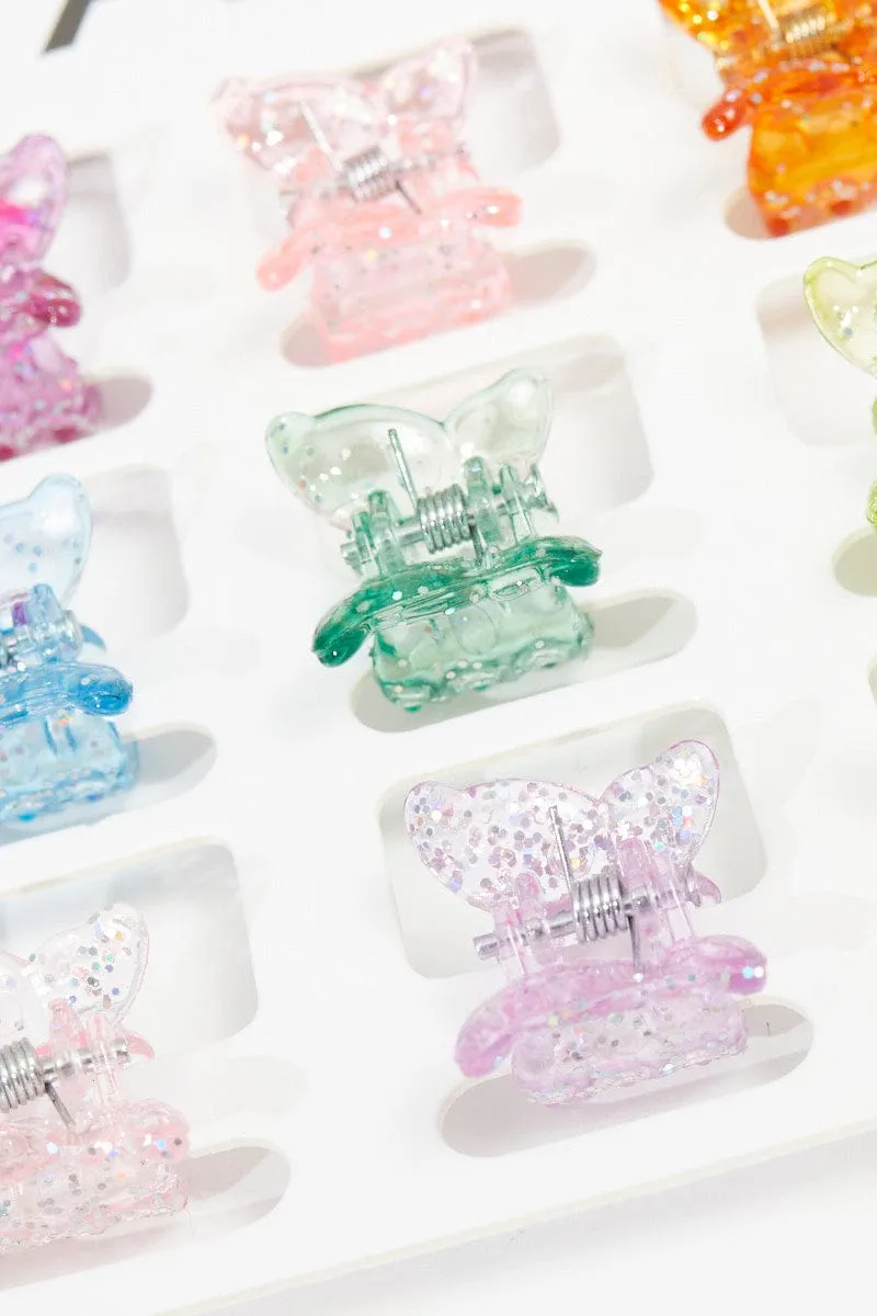 Multi 9 Pack Butterfly Claw Clips