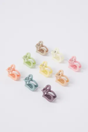 Multi 9 Pack Multi Heart Claw Clips
