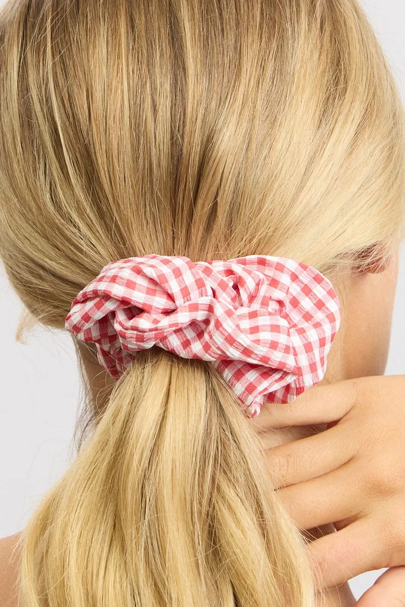 Multi Check 3 Pack Gingham Scrunchies