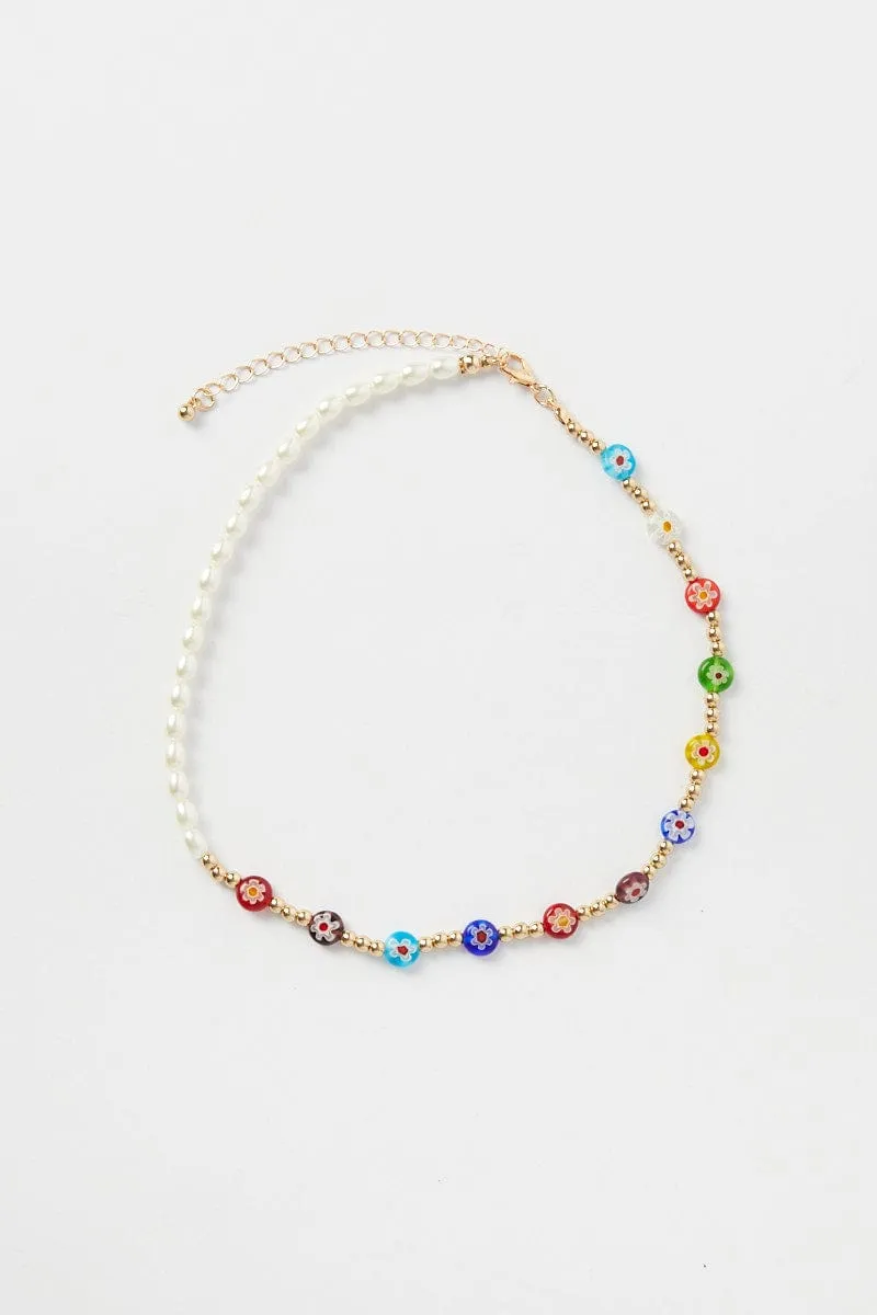 Multi Lucite Decor Necklace