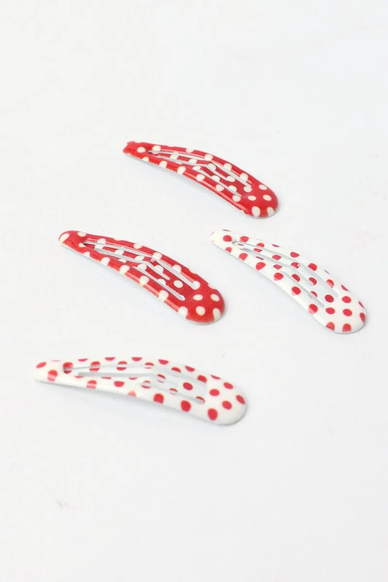 Multi Polka Dot 4 Pack Hair Clips