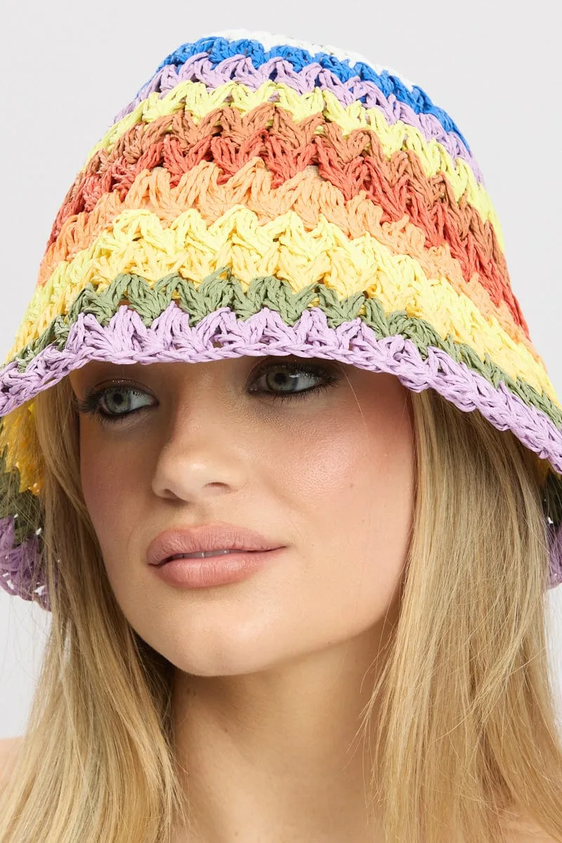 Multi Stripe Straw Hat