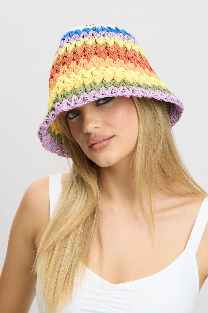 Multi Stripe Straw Hat