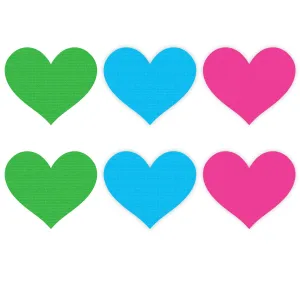 Neon Heart 3 Pk Pasties - Green/Blue/Pink