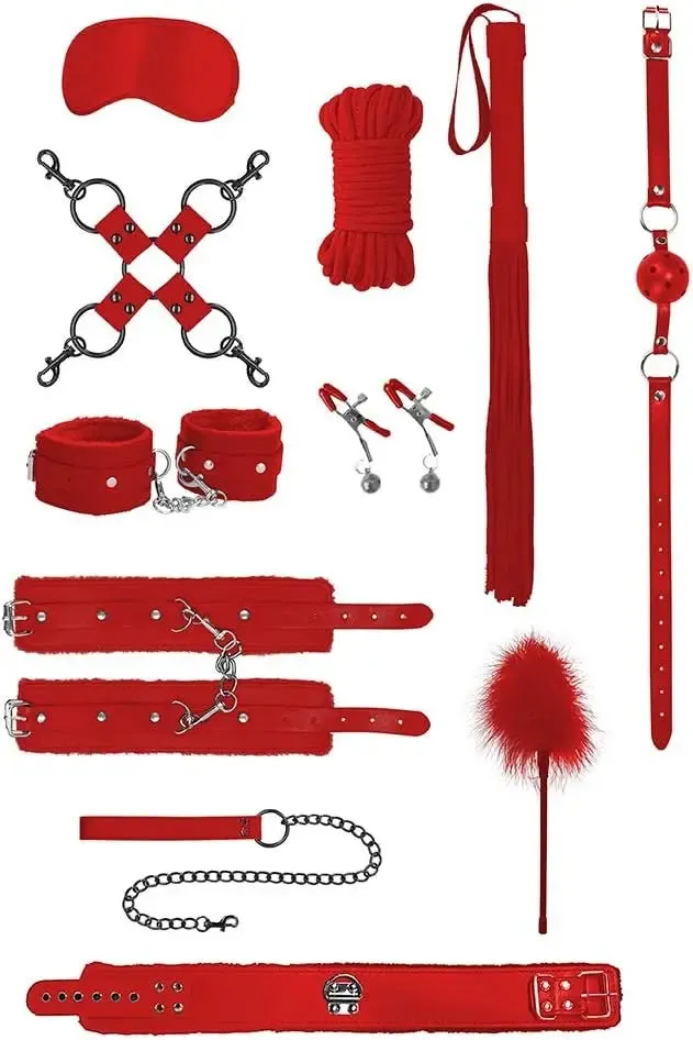 Ouch! 11-Piece Intermediate Bondage Kit Red