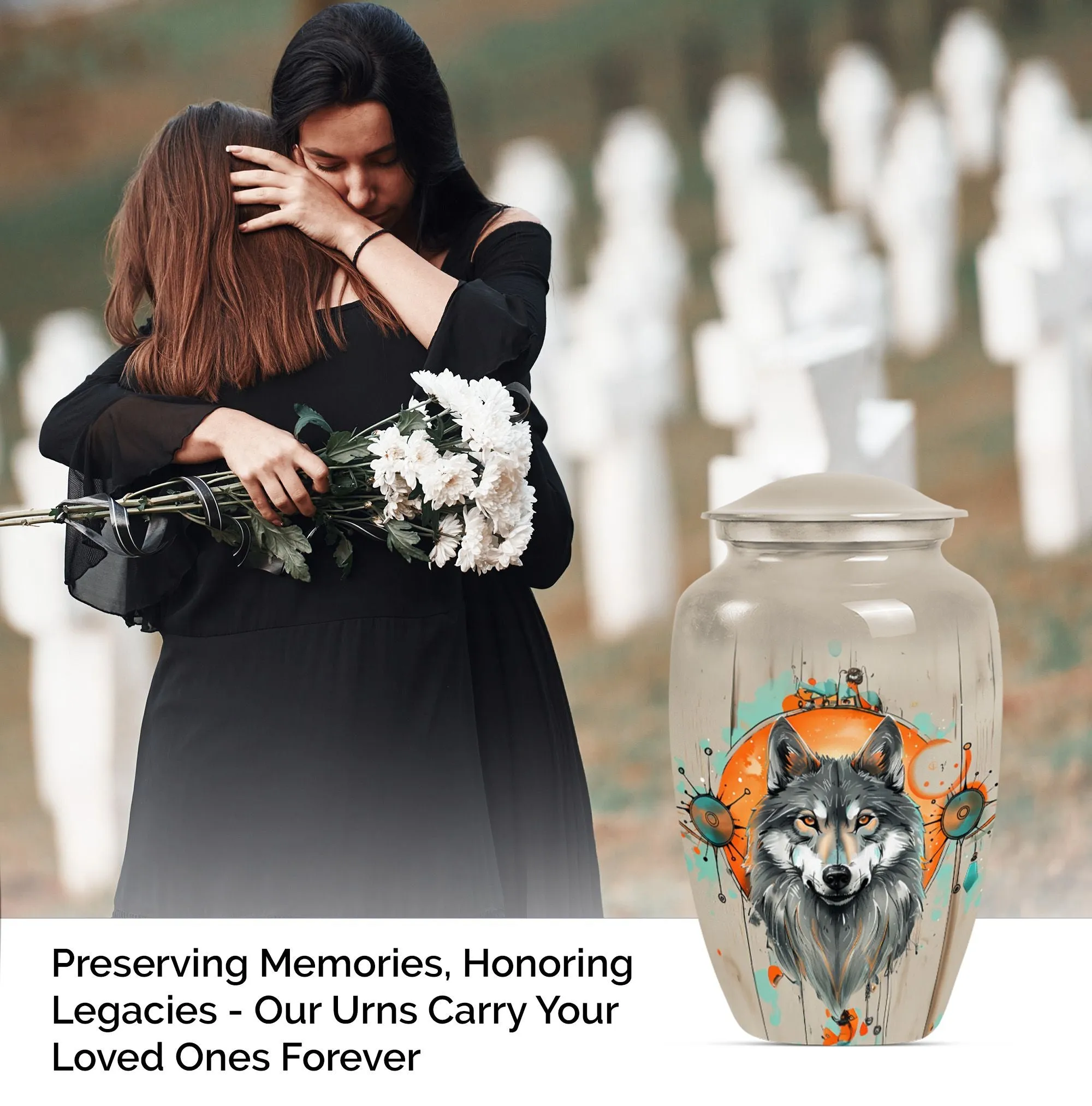 Wolf's Echo: Respected Bearers of Ashes in Burial Cremation Urn