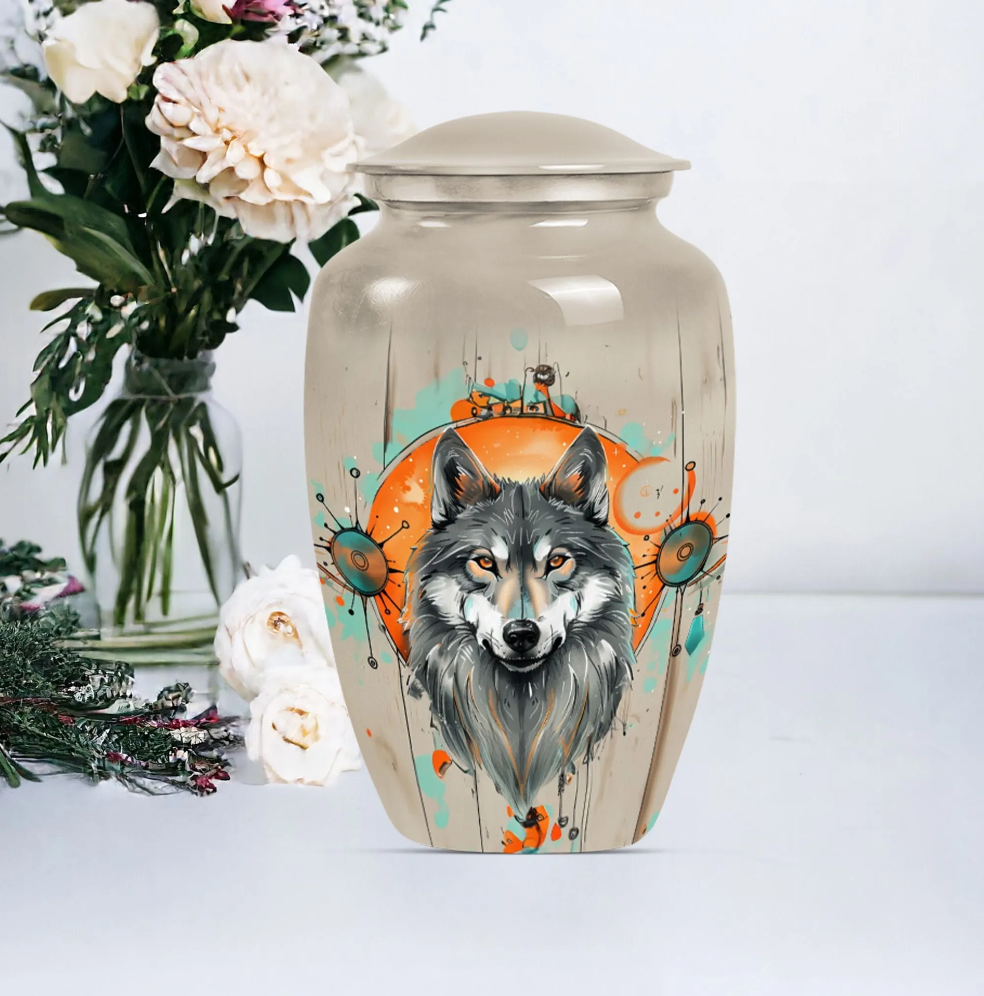 Wolf's Echo: Respected Bearers of Ashes in Burial Cremation Urn