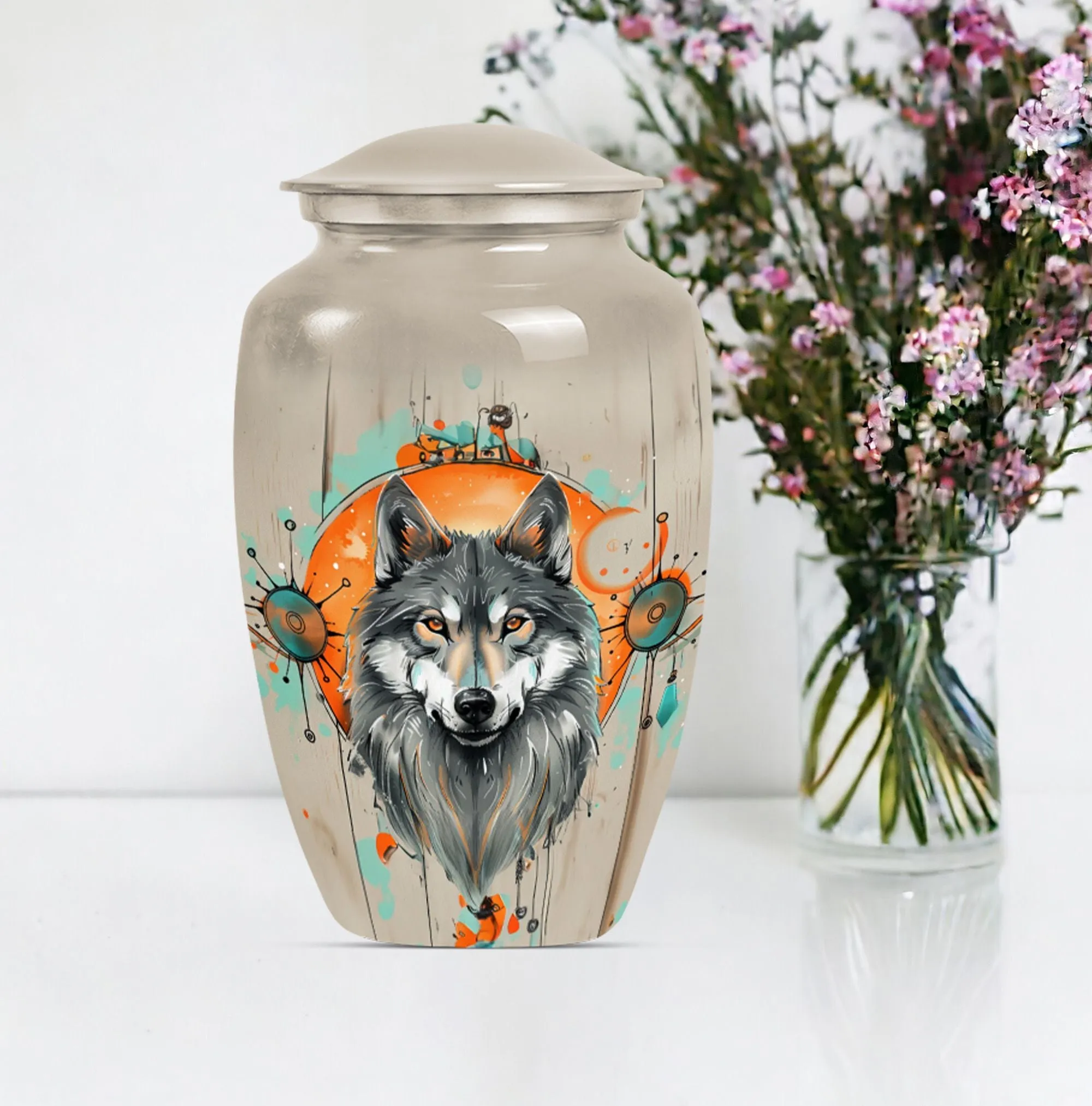 Wolf's Echo: Respected Bearers of Ashes in Burial Cremation Urn