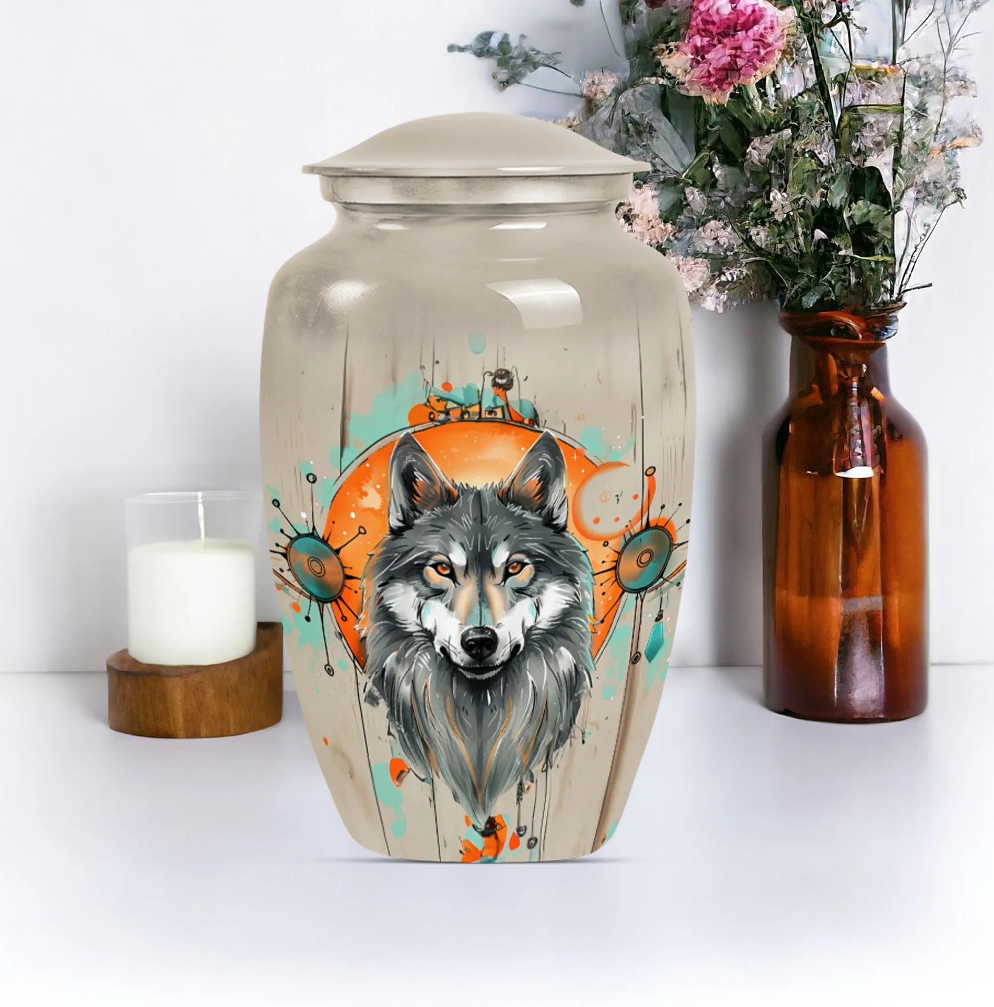 Wolf's Echo: Respected Bearers of Ashes in Burial Cremation Urn